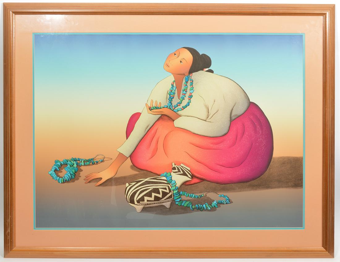 R.C. Gorman Lithograph 'Girl with Turquoise Beads' (1 of 13)