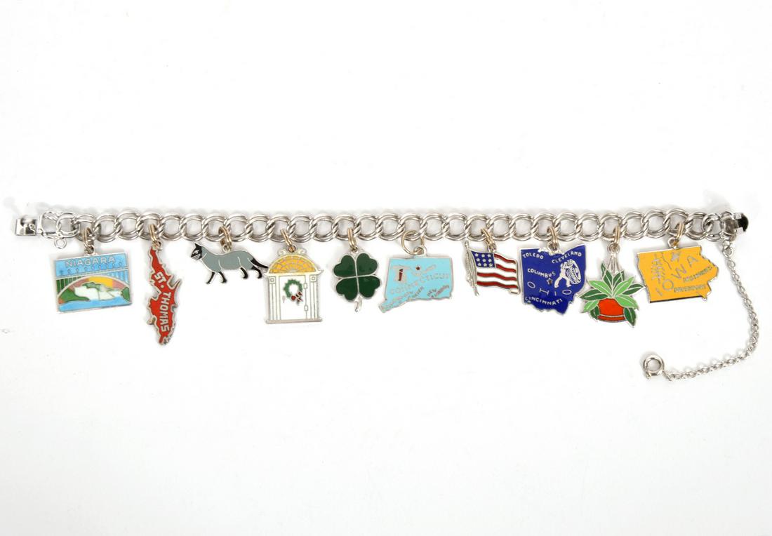Sterling Silver Charm Bracelet with State Charms (1 of 10)