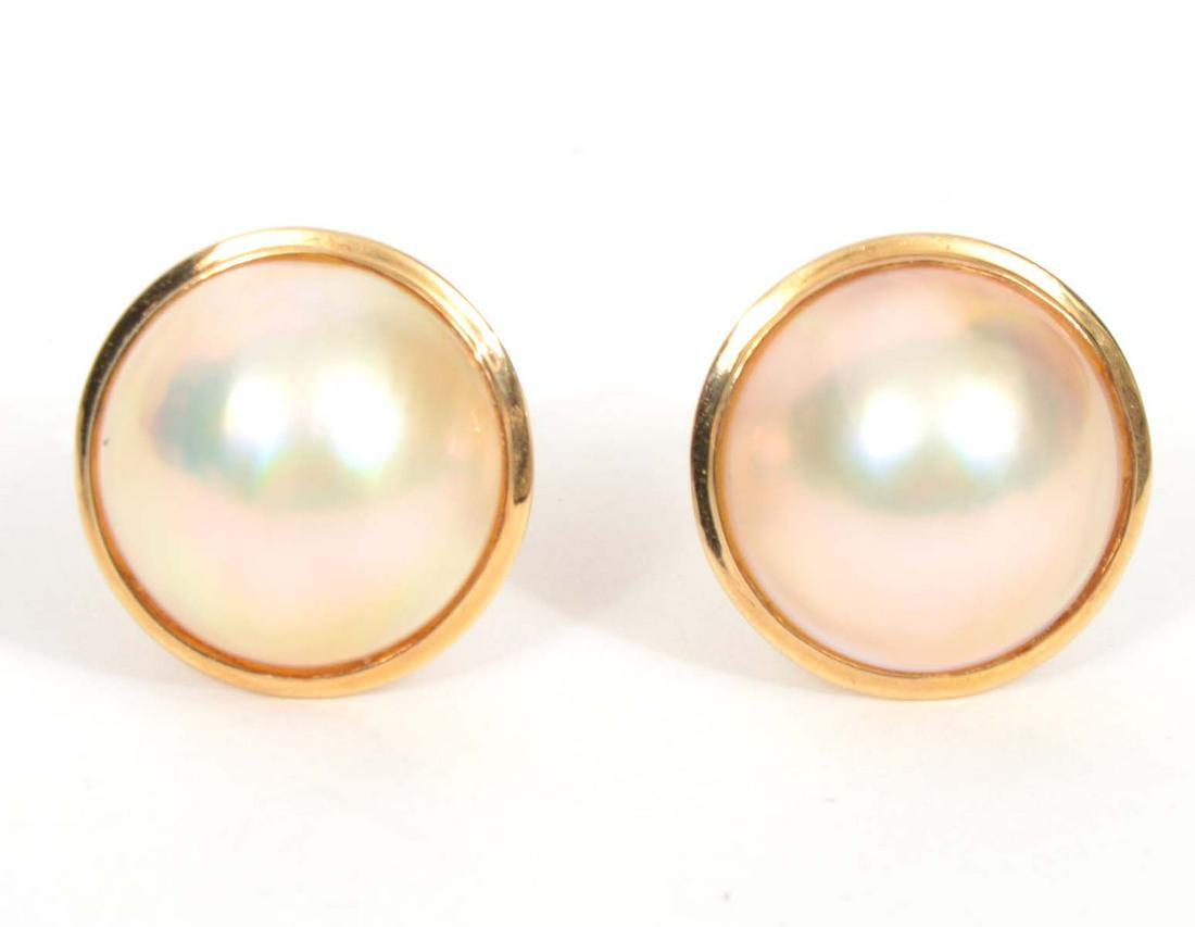14K YG Mabe Pearl Clip Earrings (1 of 4)