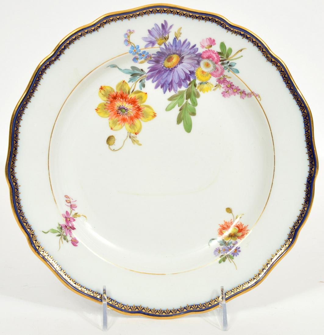 Meissen 'Dekor 30A' Floral Blue Gilt Edge Plate (1 of 5)