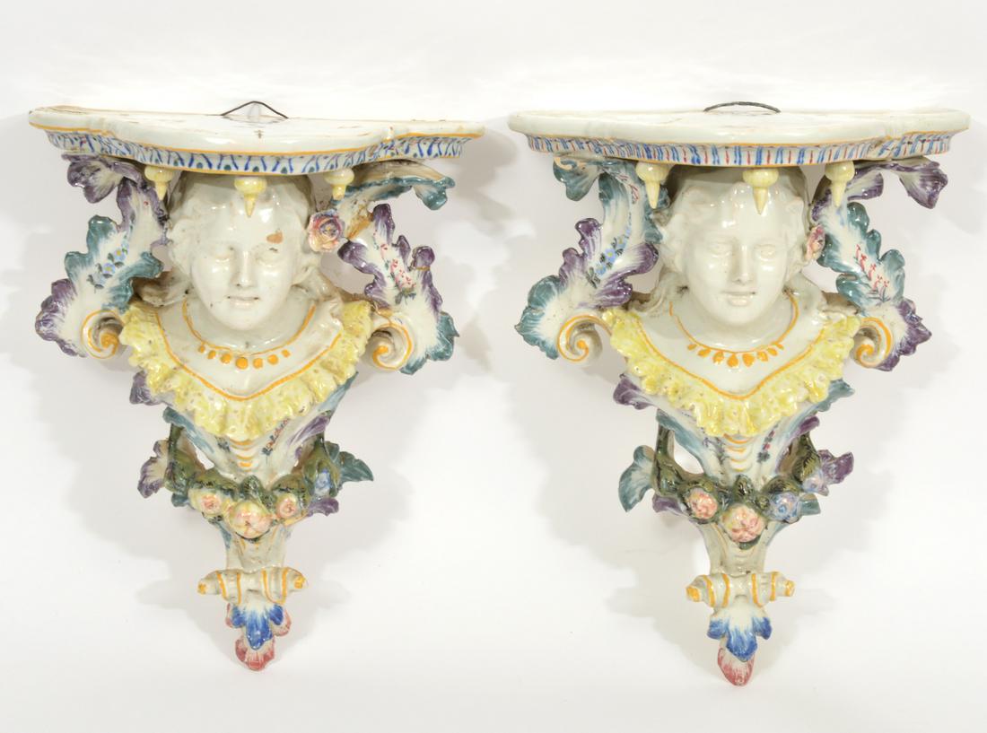 Pr. Meissen-Style Glazed Porcelain Wall Shelves (1 of 8)