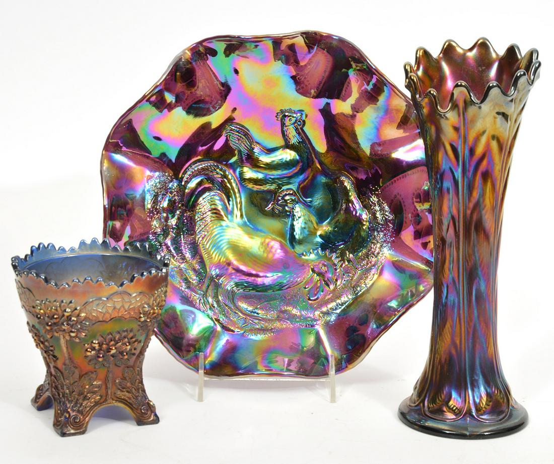 3 Pcs. Iridescent Carnival Glass (1 of 14)