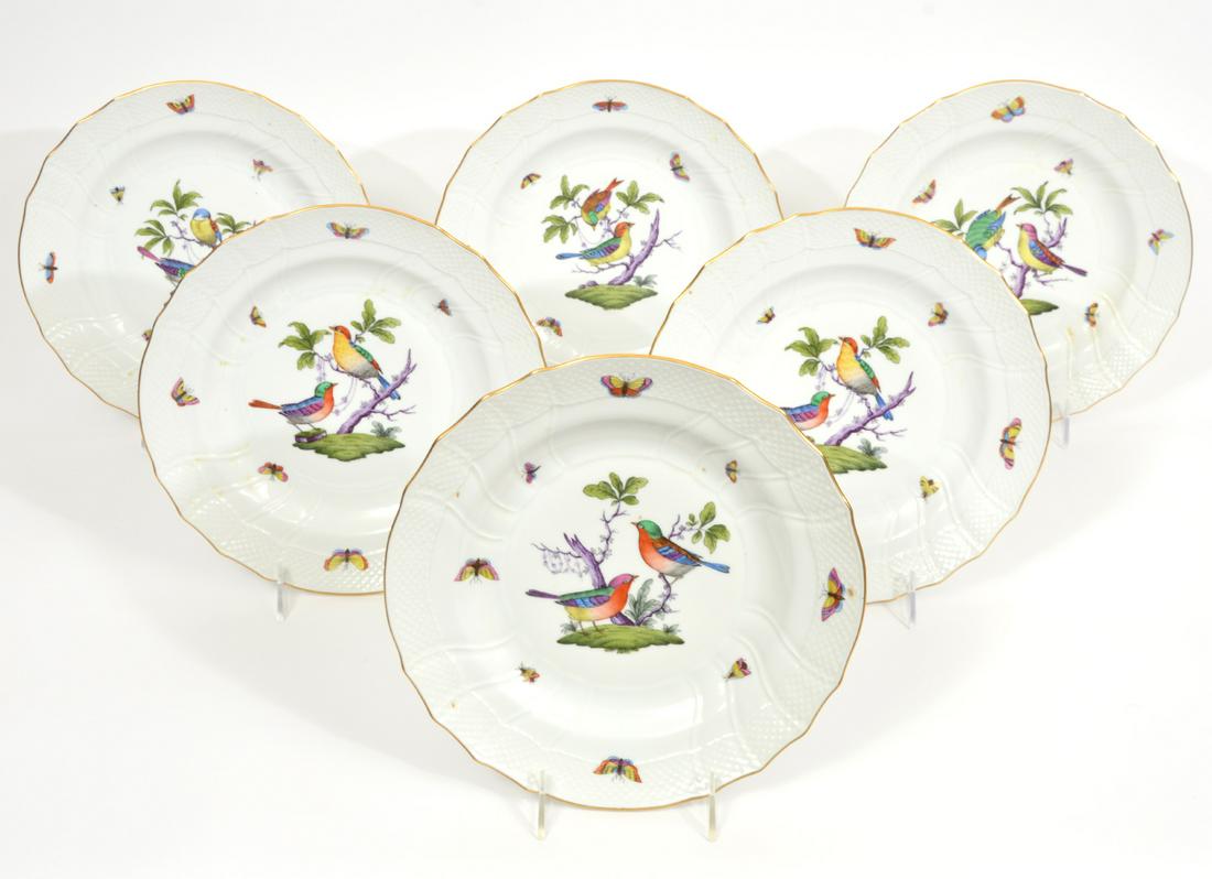 Set of 6 Herend 'Rothschild Bird' Dinner Plates (1 of 10)
