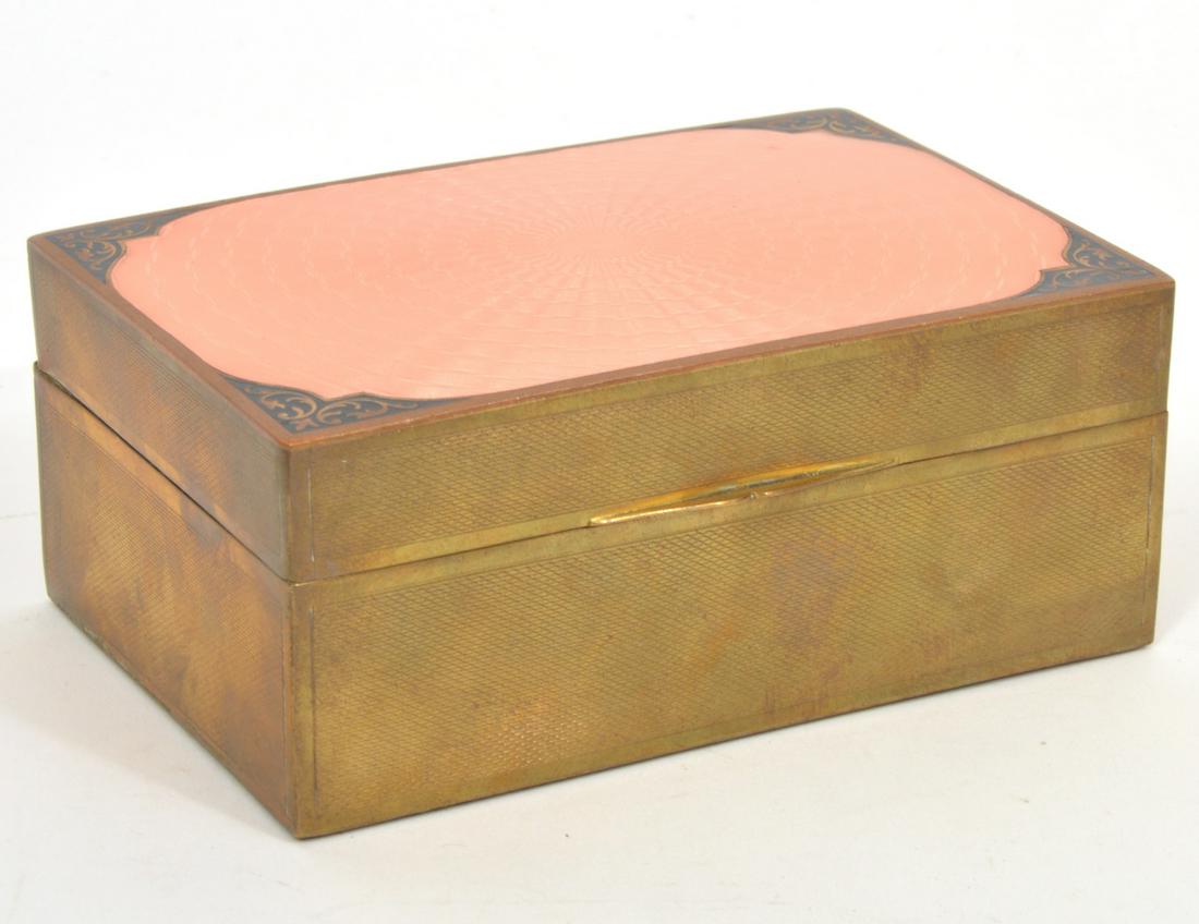 Guilloche Enamel Brass Cedar-Lined Cigarette Box (1 of 8)