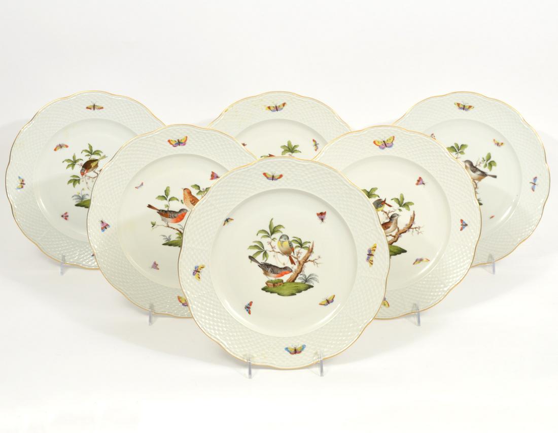 Herend 'Rothschild Bird' 6 Pcs Dinner Plates (1 of 9)