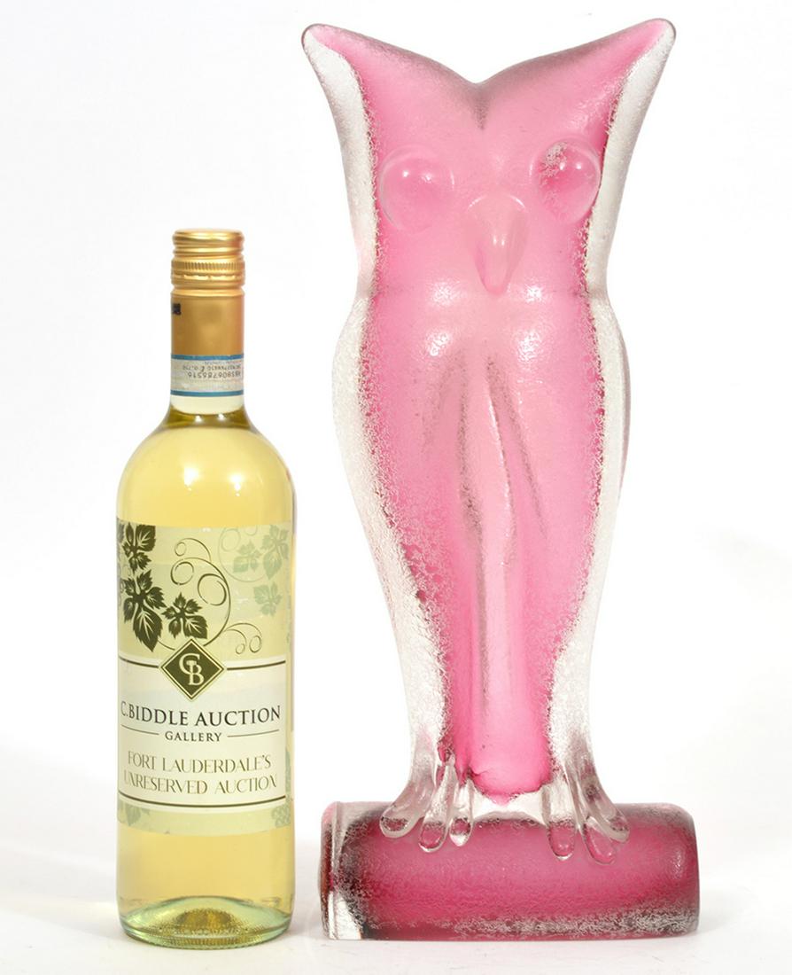Contemporary Pink Art Glass Owl Sculpture (1 of 9)