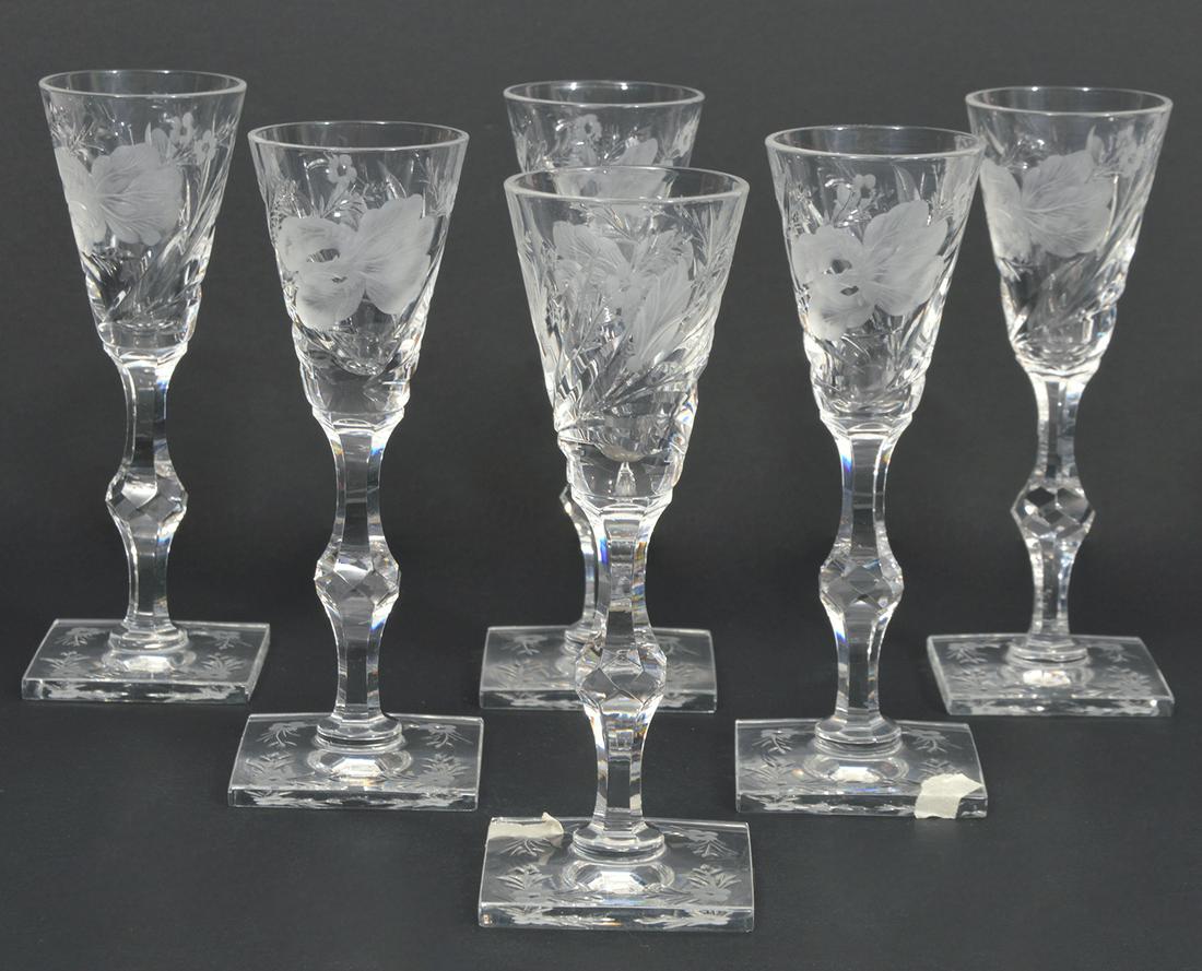 Set of 6 Hawkes 'Satin Iris' Liquor Glasses (1 of 6)