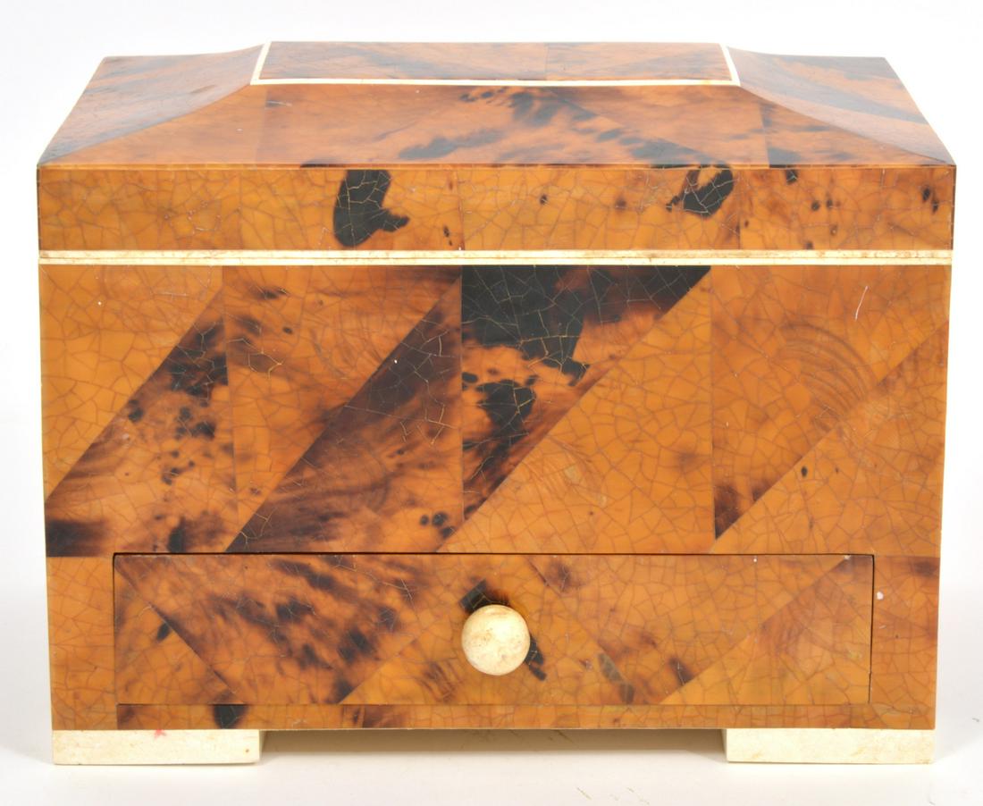 Vintage Tavola Oggetti Tessellated Horn/Stone Box: Mid Century Vintage Tavola for Oggetti box with drawer, tessellated horn & stone. 11â€™â€™L x 8.25â€™â€™W x 7.5â€™â€™H. Condition report: No issues seen, please see photo