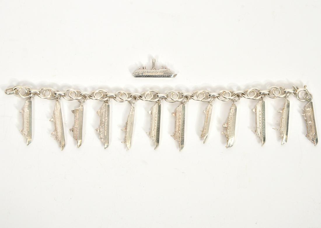 Sterling Silver Cruise Ship Charm Bracelet (1 of 10)