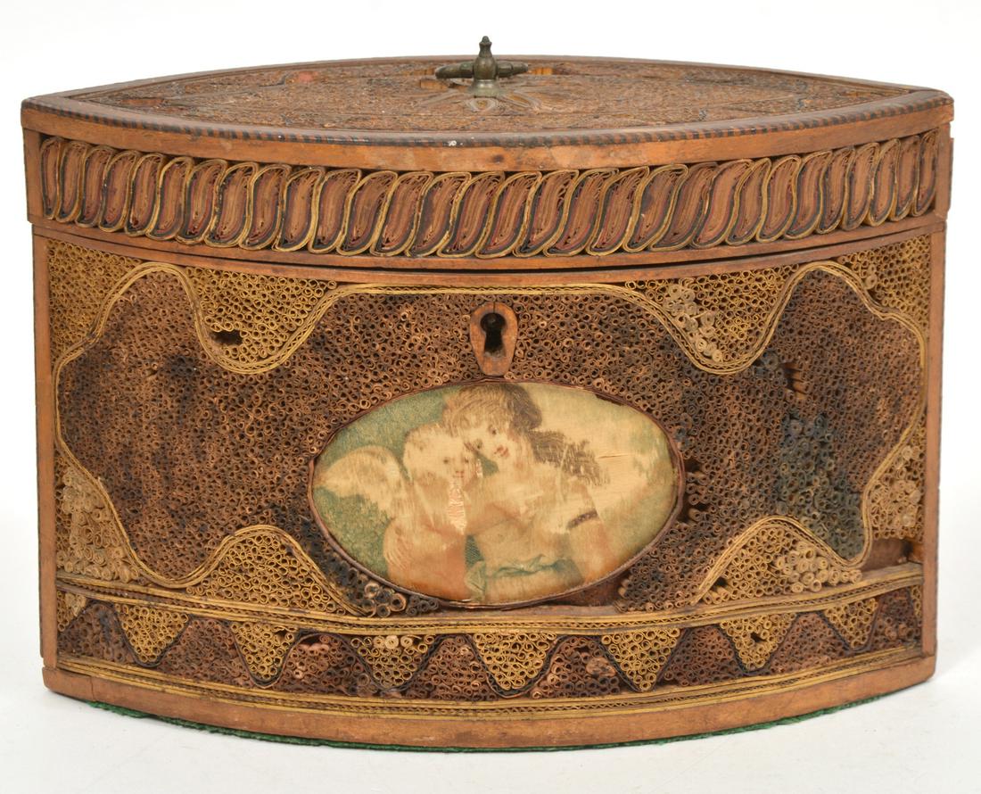 English 19th C Georgian Scolled Paper Tea Caddy (1 of 11)