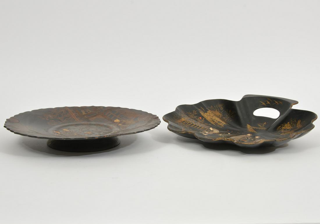 Antique Chinese Paper Mache Charger & Shell Plate (1 of 8)