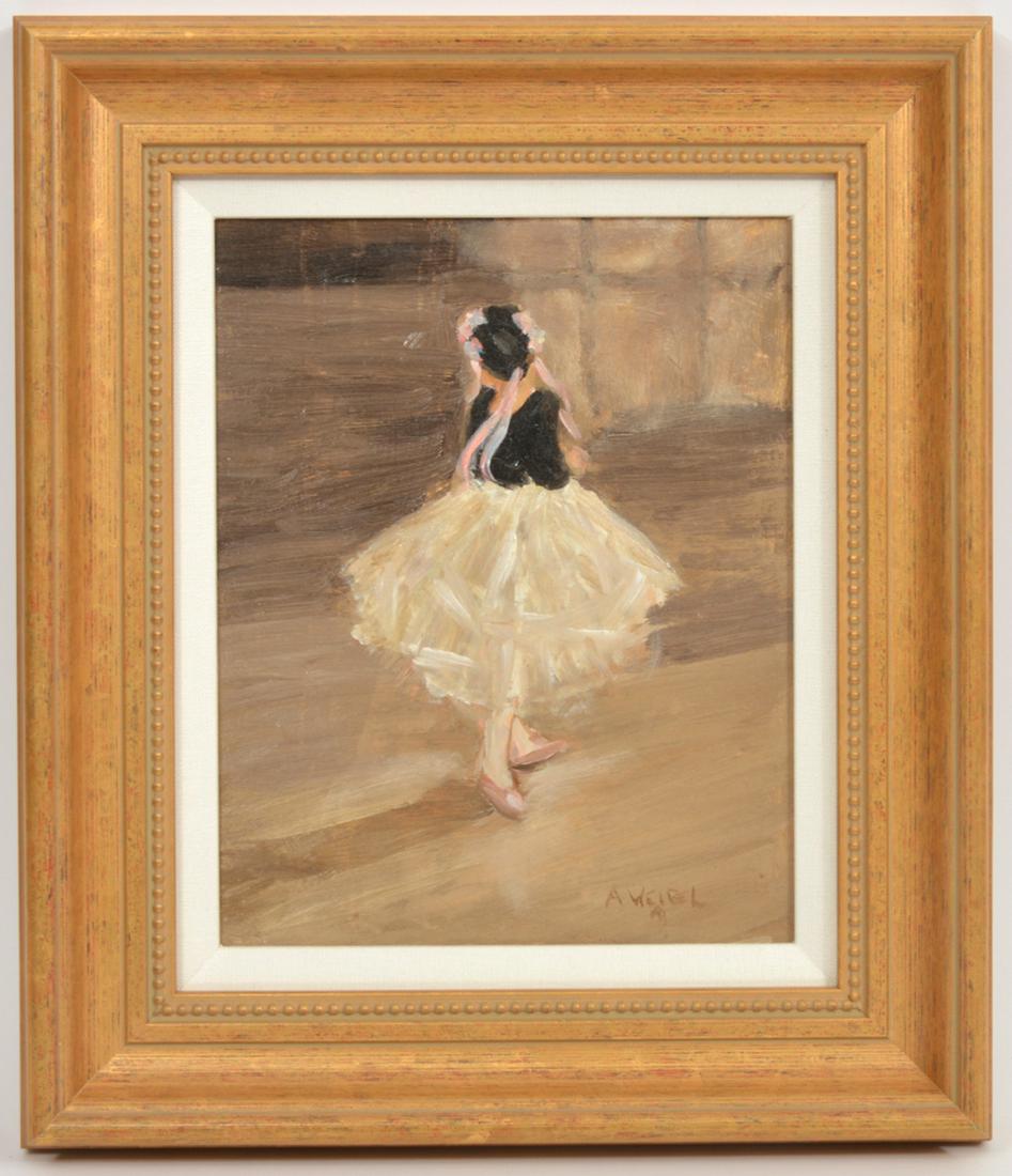 Ann Weibel Ballerina Oil on Board Painting (1 of 5)