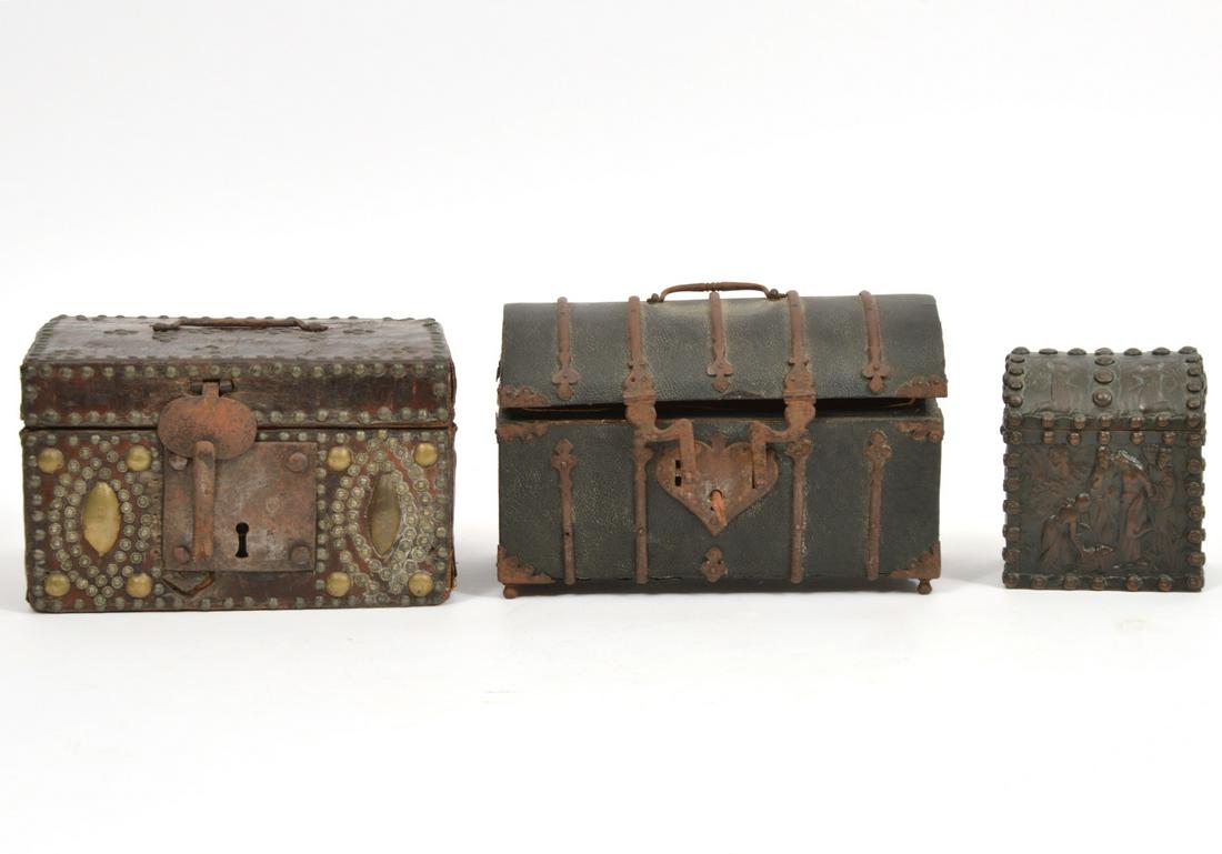 Three Small Leather and Metal Chests & Strongboxes (1 of 18)