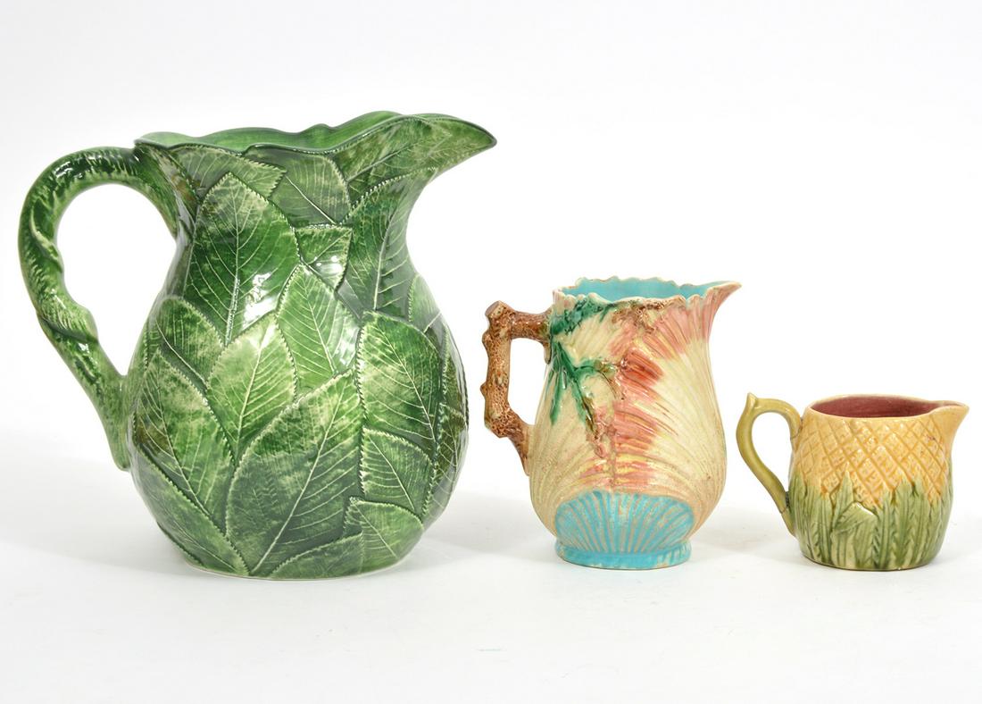 3 Majolica Style Earthenware Pitchers (1 of 7)