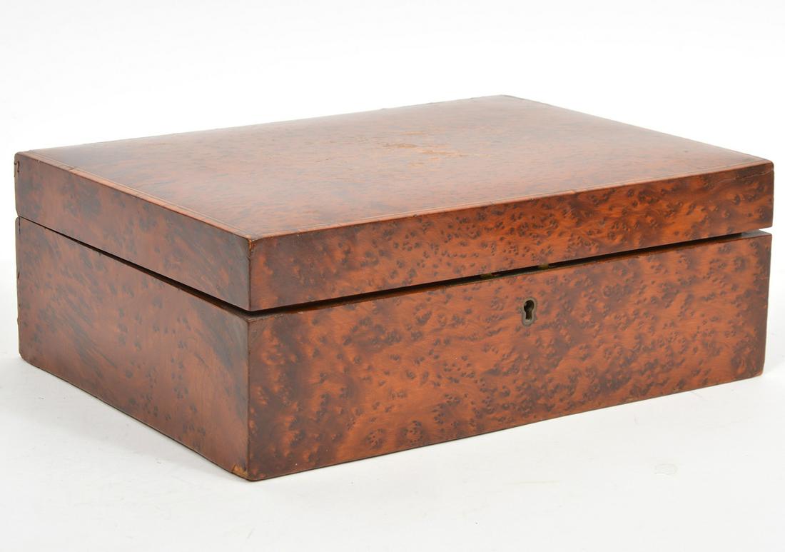 English Burlwood Hinged Storage Box (1 of 13)