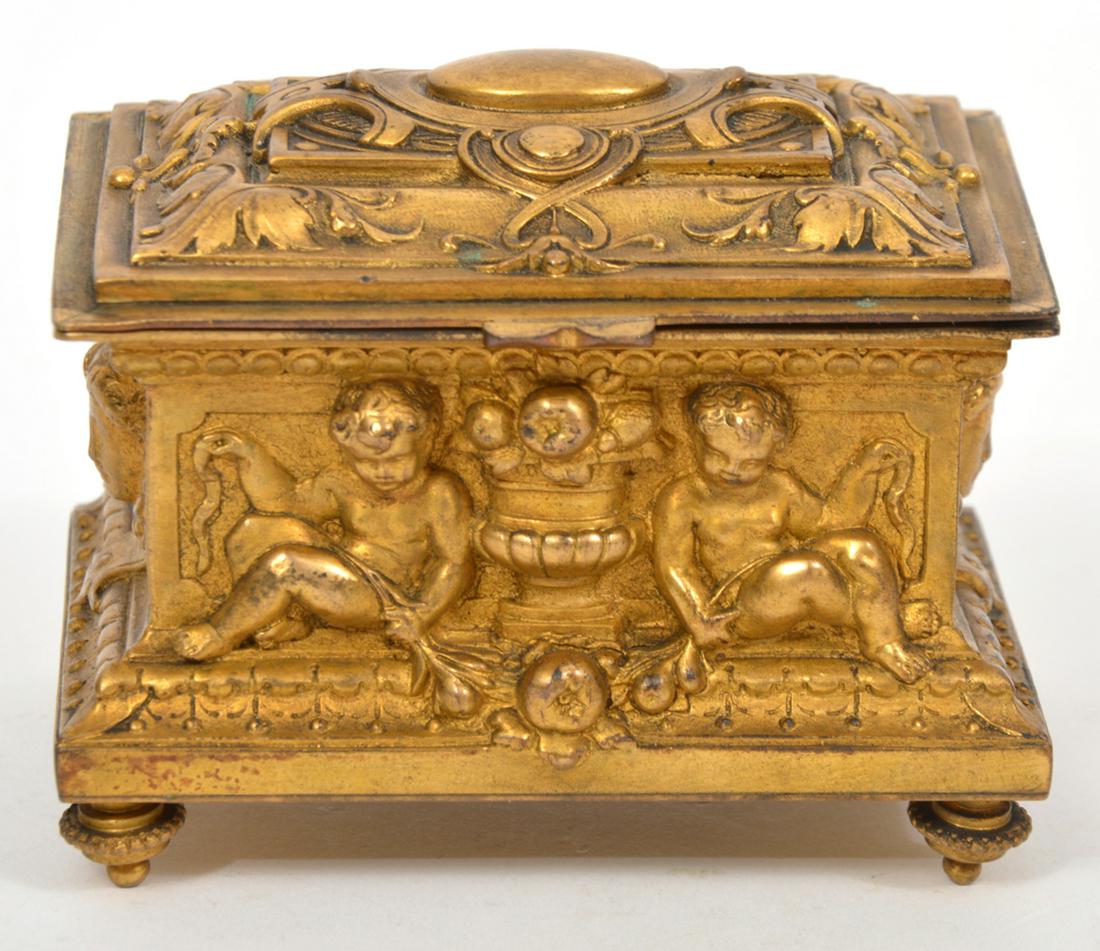 French Gilt Repousse Silver-Plate Jewelry Box (1 of 10)
