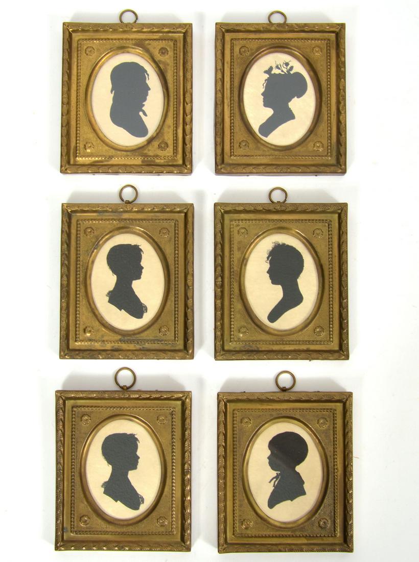 6 Miniature Silhouette Portraits in Brass Frames (1 of 5)
