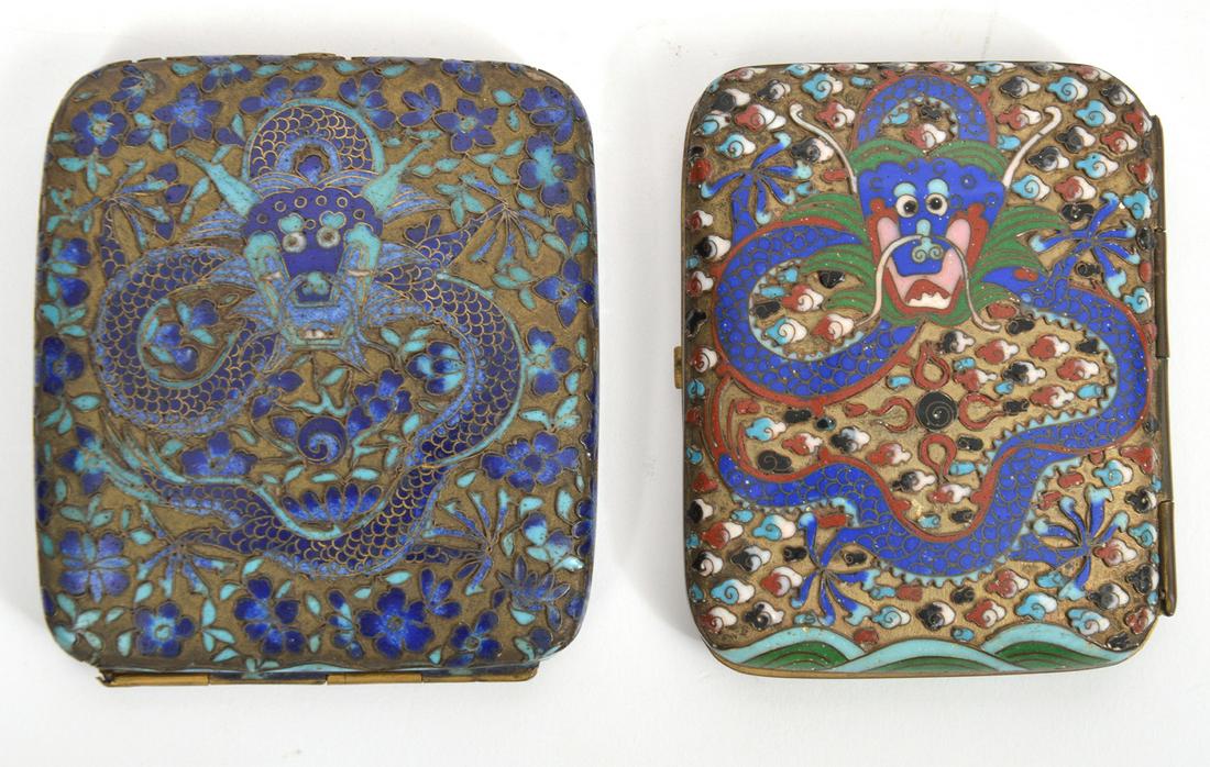 2 Chinese Antique Cloisonne Dragon Cigarette Cases (1 of 13)