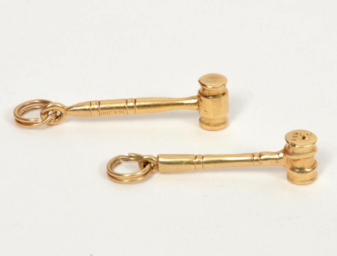 Two 14kt Yellow Gold Gavel Charm Pendants (1 of 8)