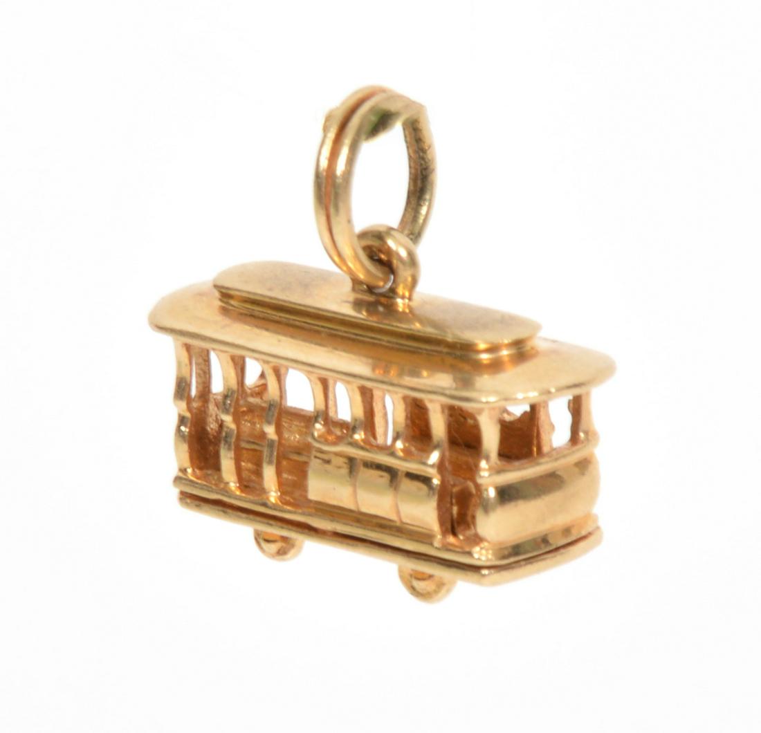 Trolley Car 14kt Yellow Gold Charm Pendant (1 of 6)