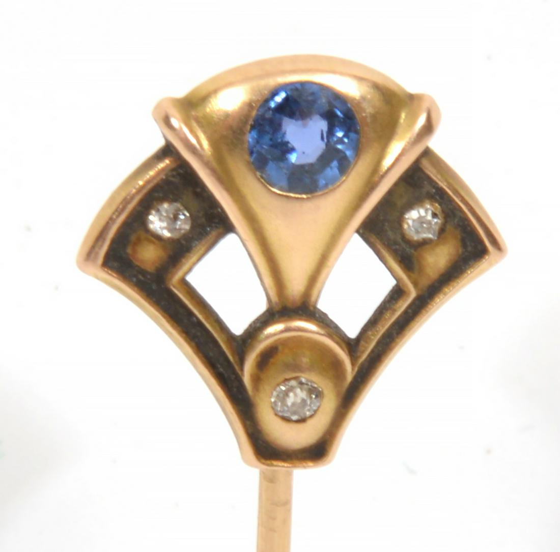 Art Deco 14K Sapphire Diamond Stick Pin (1 of 4)