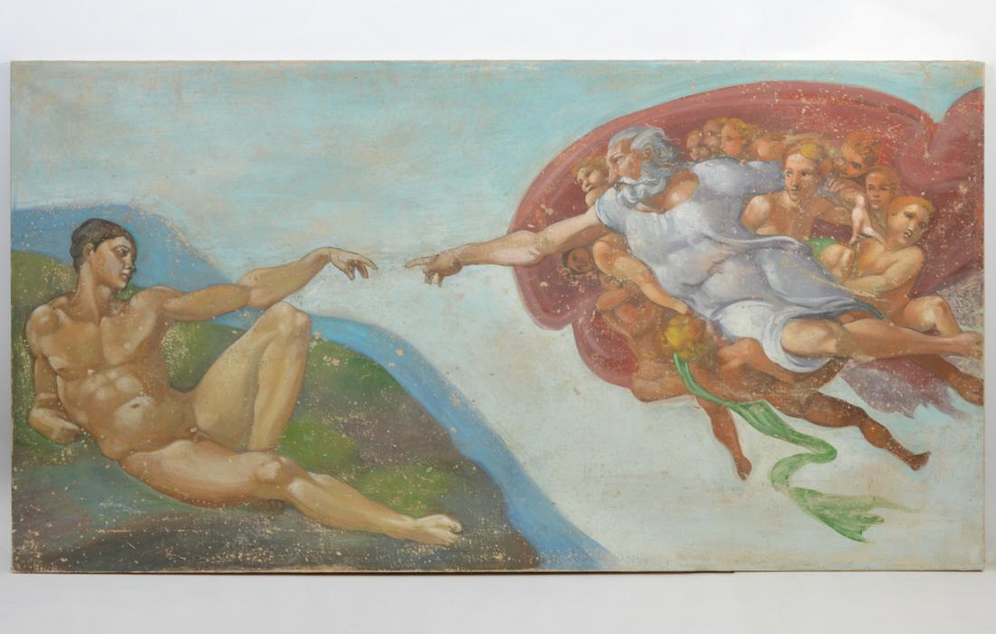 Large Decorative "Creation of Adam" Style O/C (1 of 8)