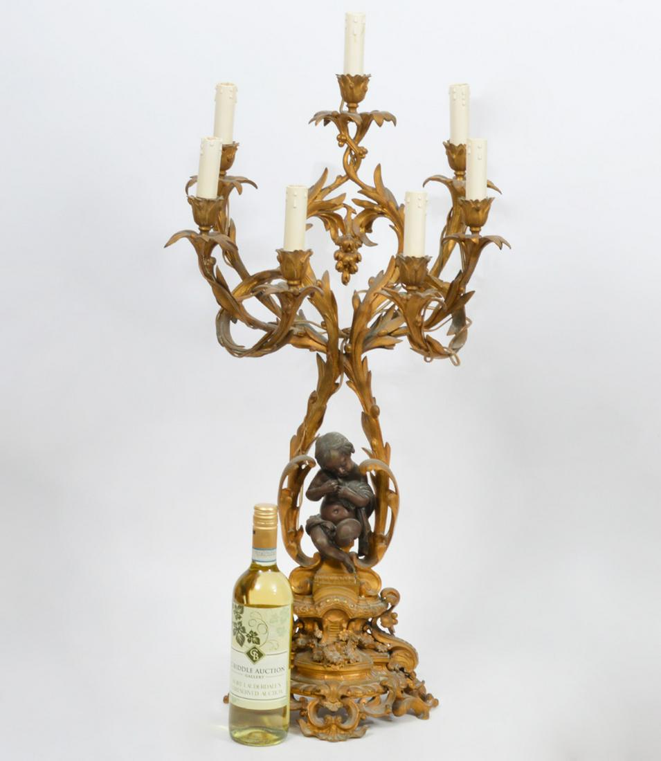 French Empire Bronze Putti 7-Arm Candelabra Lamp (1 of 13)