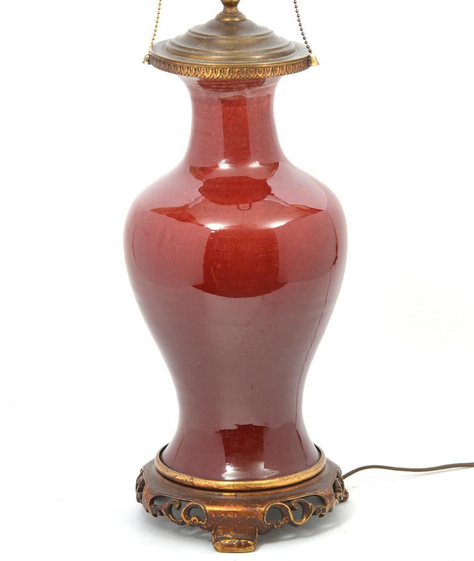 Chinese Sang de Beouf Oxblood Vase Lamp (1 of 12)
