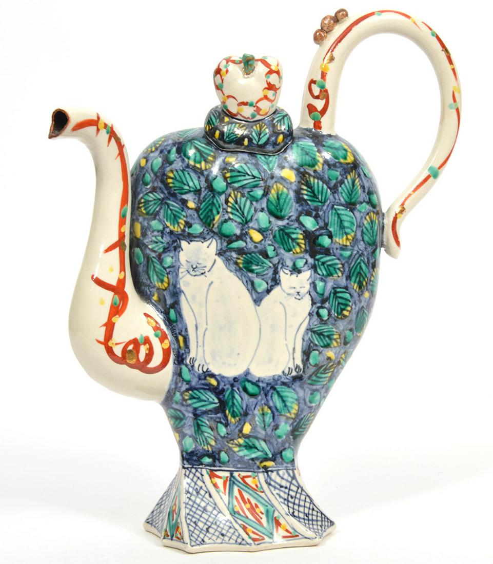 Kinichi Shigeno Two Cats Porcelain Teapot (1 of 9)