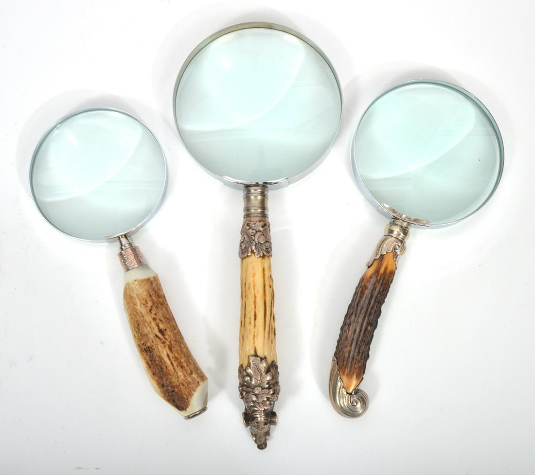 Group of 3 Antler Handle Magnifying Glasses (1 of 10)