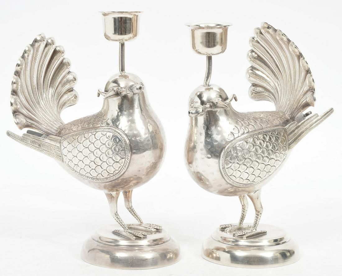 Pair of 900 Silver Fantail Bird Candleholders (1 of 8)