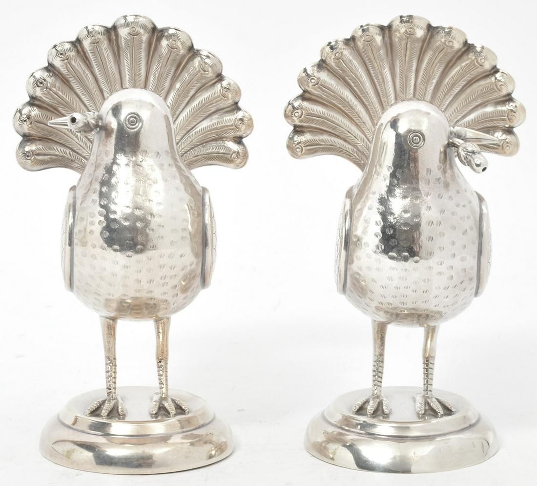 Pair of 900 Silver fantail Bird Figures (1 of 12)