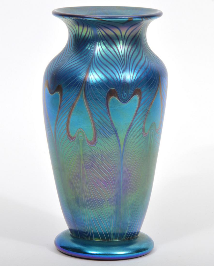 Orient & Flume Heart & Feather Blue Art Glass Vase (1 of 9)