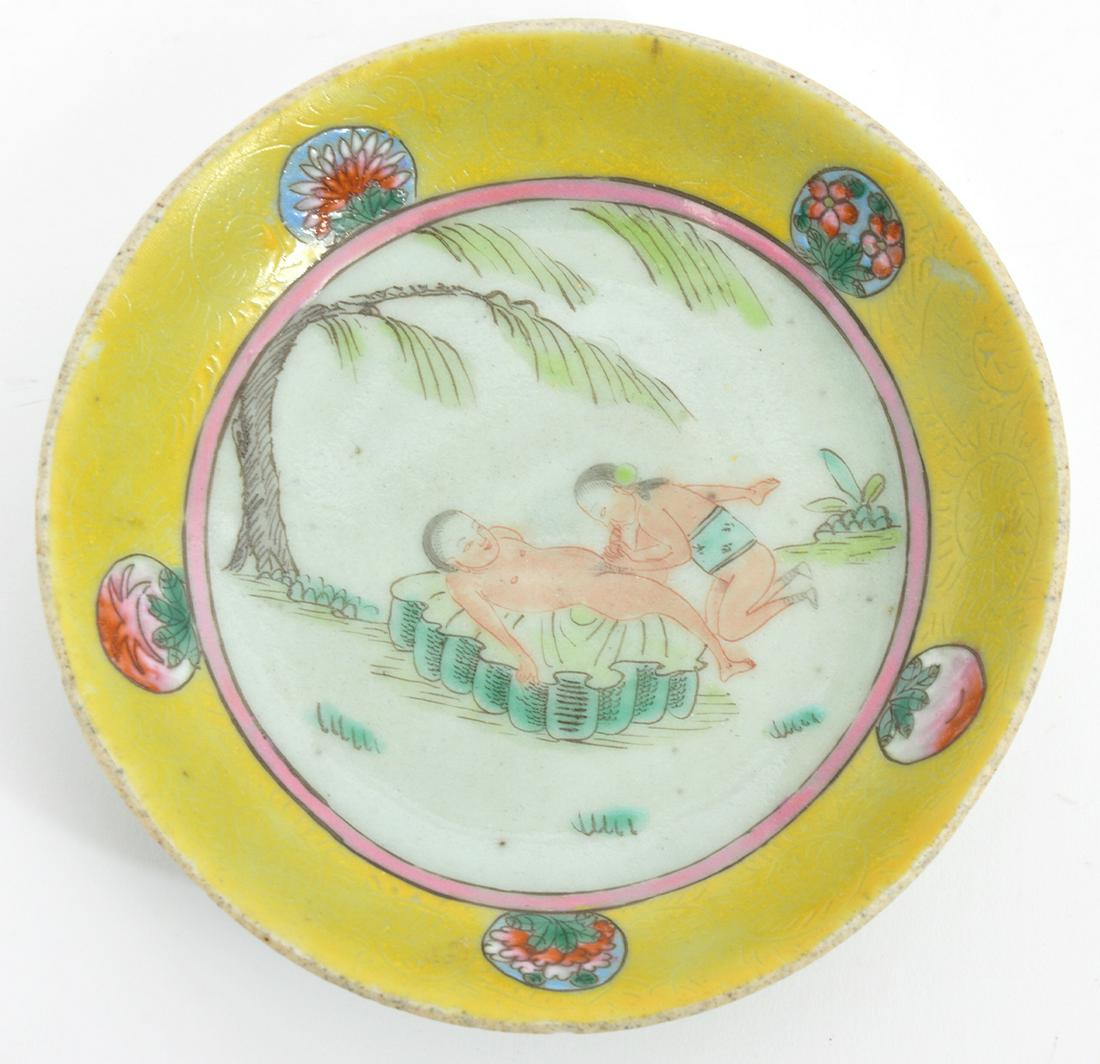 Chinese Porcelain Erotica Dish Signed (1 of 4)