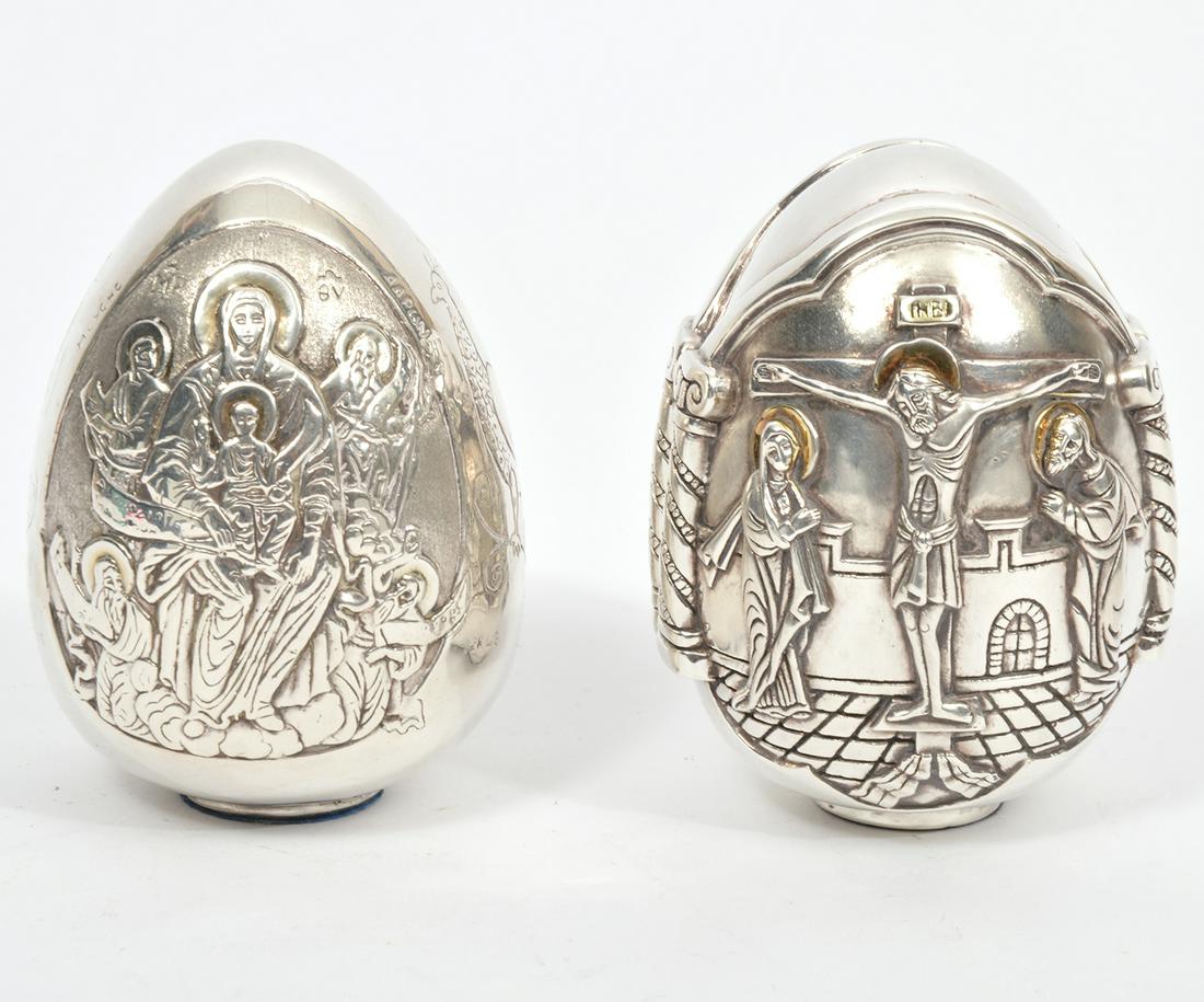 Two Greek Orthodox 999 Silver-Clad Eggs (1 of 9)