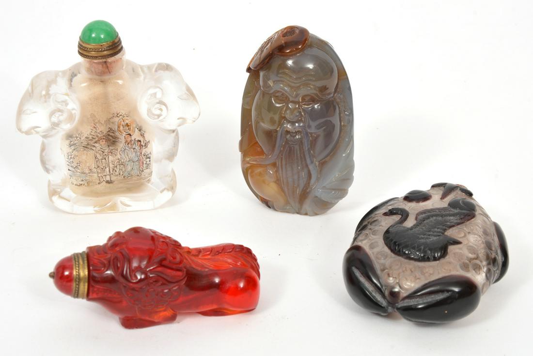 4 Chinese Carved Glass Snuff Bottles (1 of 20)