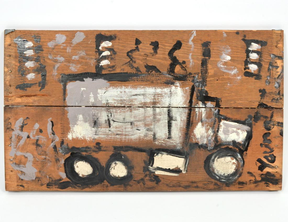 Attributed to Purvis Young Oil on Board (1 of 5)