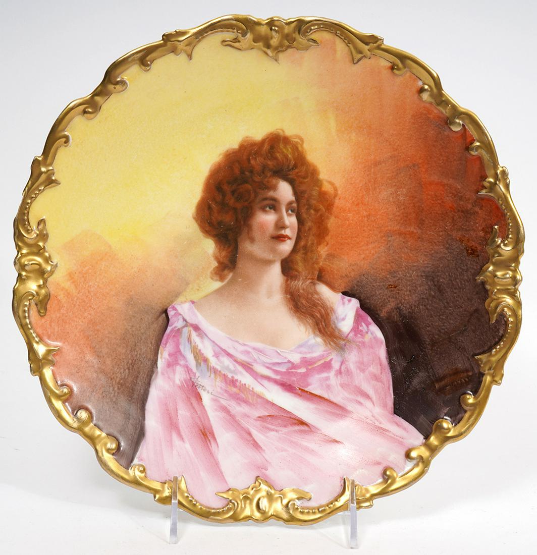 French Limoges Gilt Porcelain Portrait Charger (1 of 6)