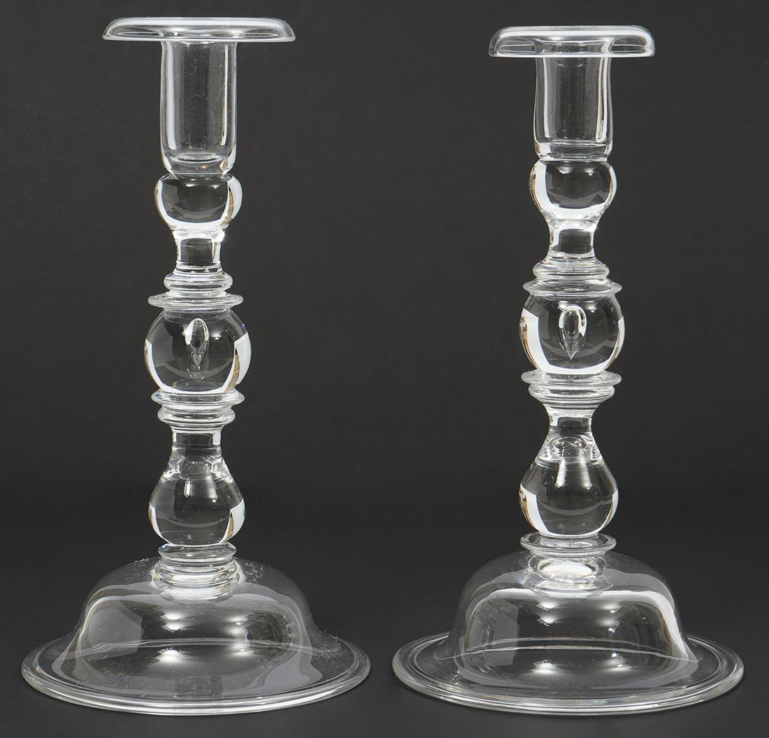 Pair of Steuben Baluster Bubble Candlesticks (1 of 4)