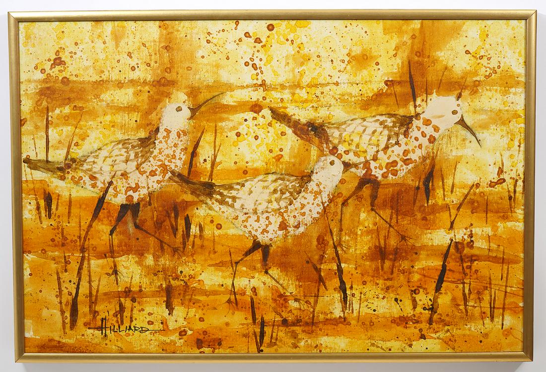 Watercolor on Canvas Three Sandpipers Signed (1 of 6)