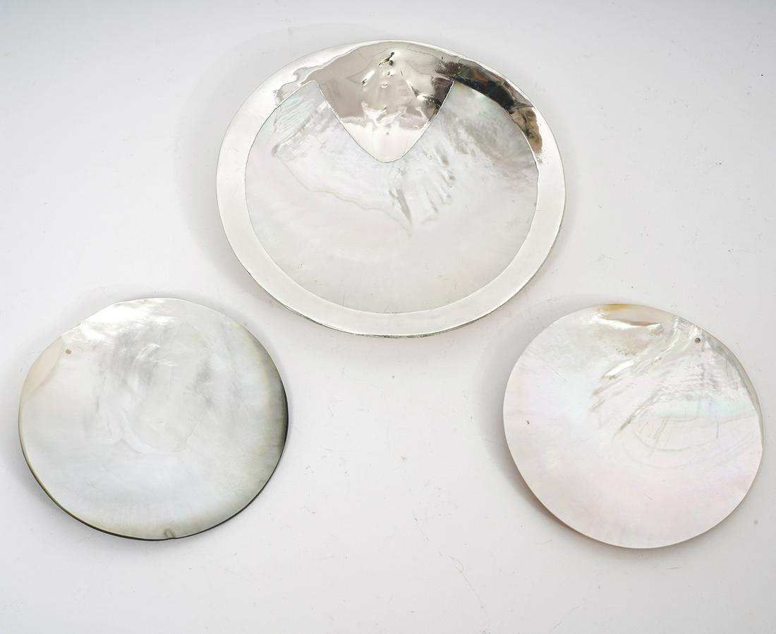 3 Windowpane Oyster Shells, 1 Partially Silvered (1 of 5)
