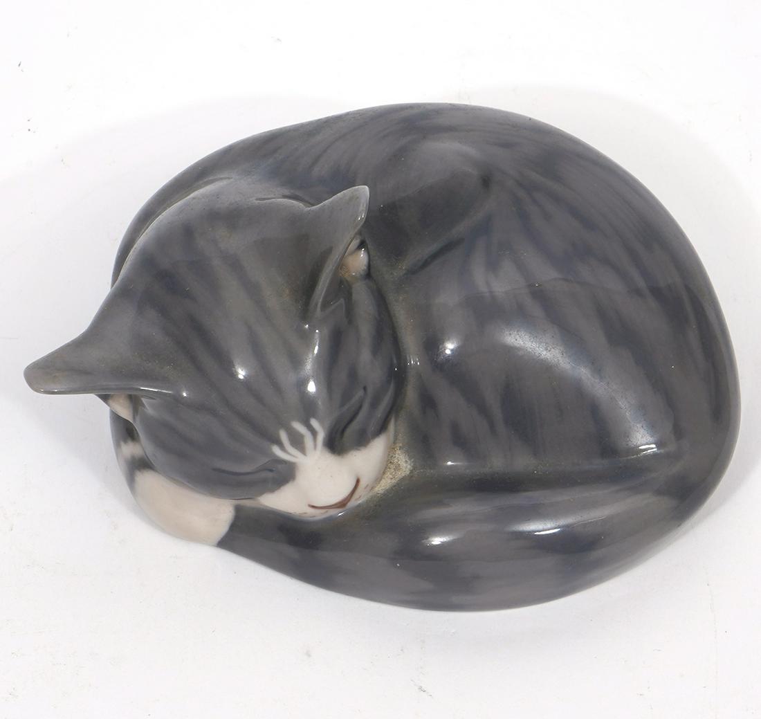 Royal Copenhagen Sleeping Cat Porcelain Figure (1 of 6)