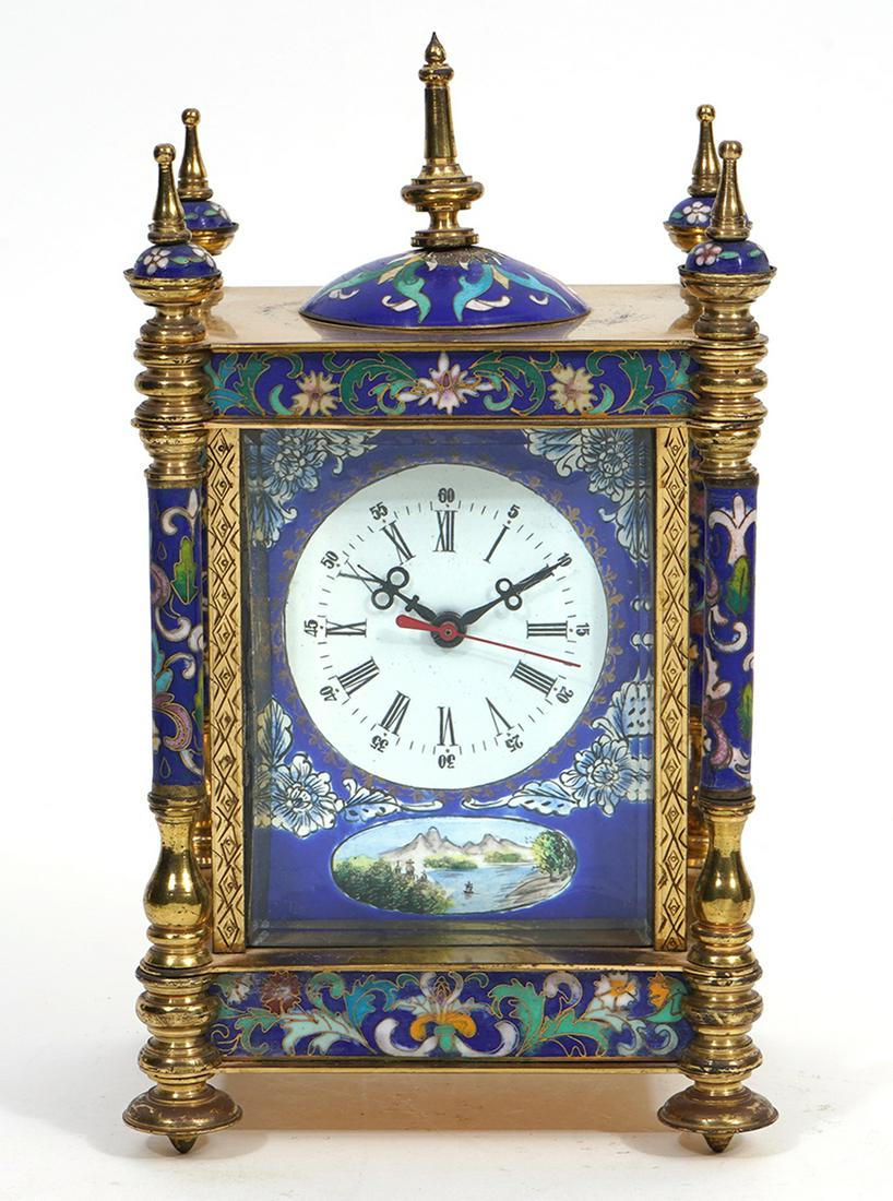Chinese Cloisonne and Brass Mantle Clock (1 of 7)