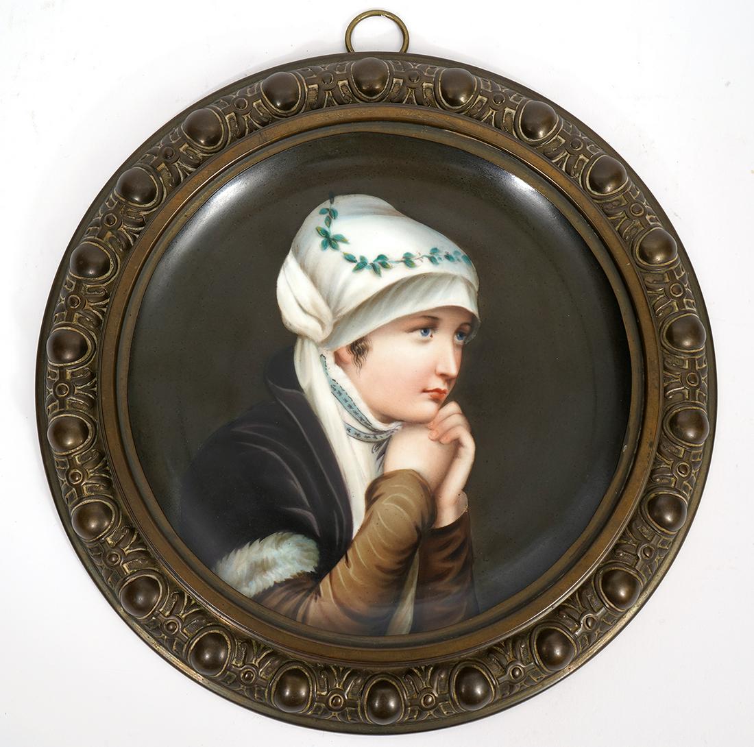 Dutch Porcelain Plate of Young Girl (1 of 4)