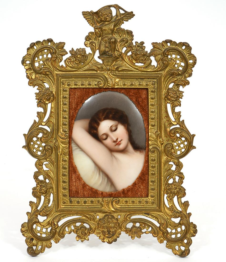 KPM Style Porcelain Plaque in Ornate Frame (1 of 6)