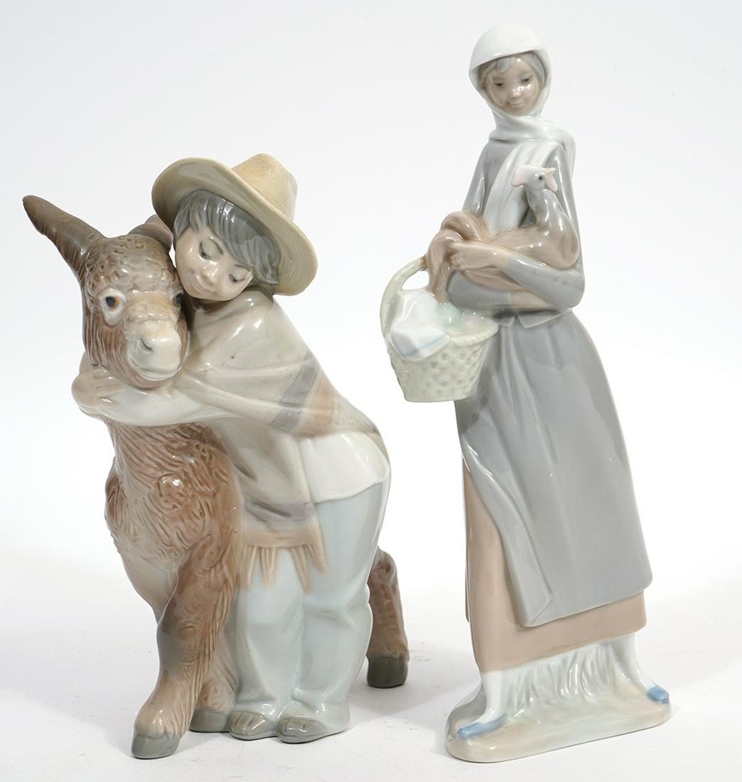 2 Lladro Figures Girl & Cockerel and Boy & Donkey (1 of 7)