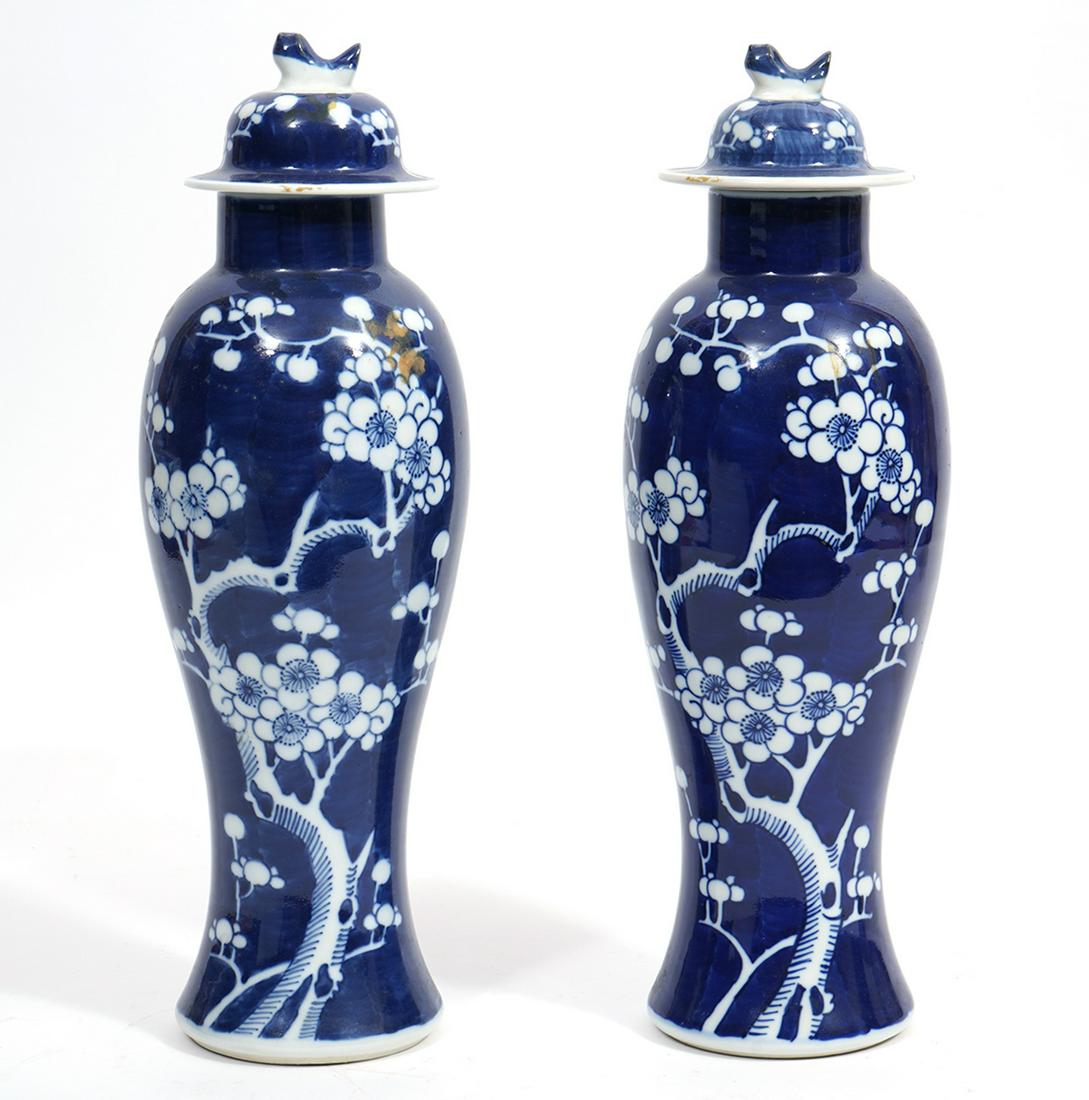 Pr. of Chinese Blue & White Porcelain Lidded Urns (1 of 7)