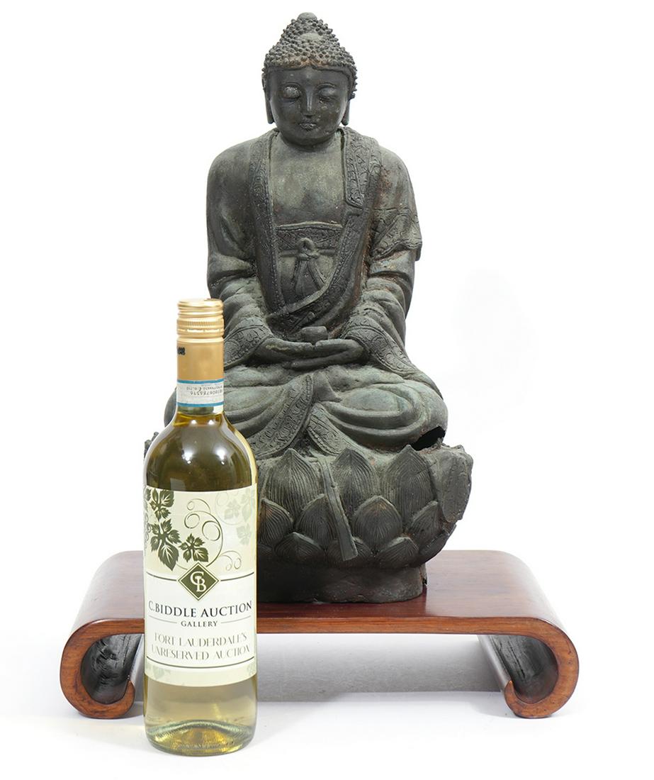 Chinese Cast Bronze Seated Buddha on Lotus Flower (1 of 10)