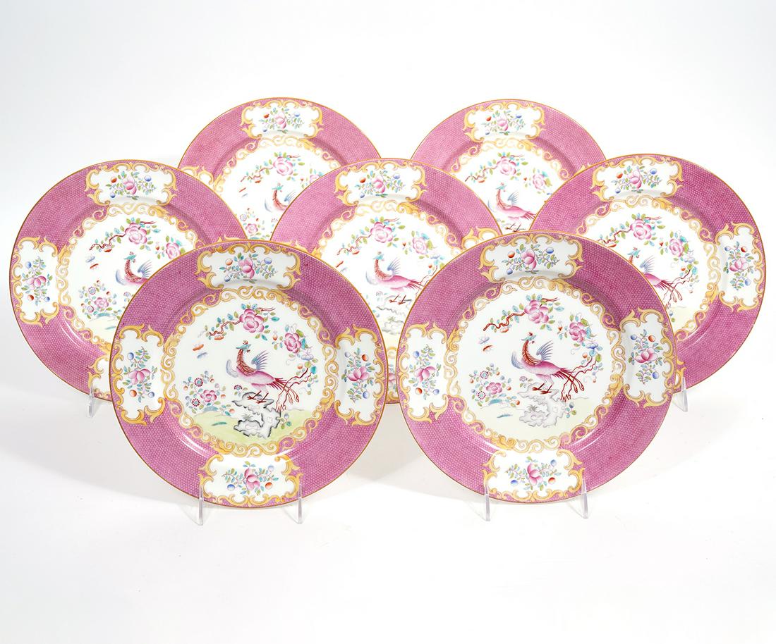 7 Minton Cockatrice Pink 10'' Plates (1 of 7)