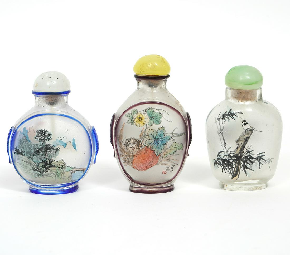 Three Chinese Reverse Painted Snuff Bottles (1 of 8)